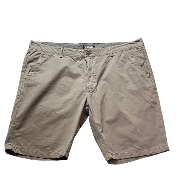 Brugi Short Mens XL Khaki Beige Casual Chino Flat Front Mid Thigh Length - Picture 2 of 12